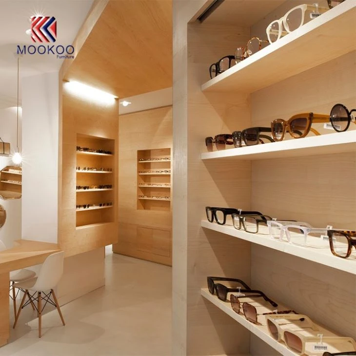 Kayu Wall Mounted Glasses Tampilan Eyewear Cabinet