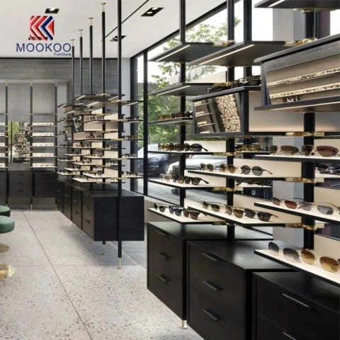Toko Kacamata Modern Desain Interior Frame Kayu
