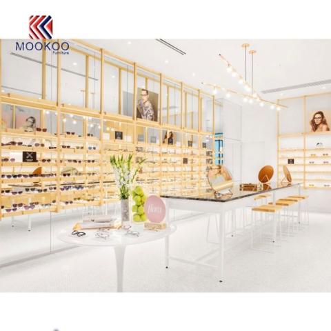 Display Optik Kayu Toko Dinding Dekorasi Showcase Interior