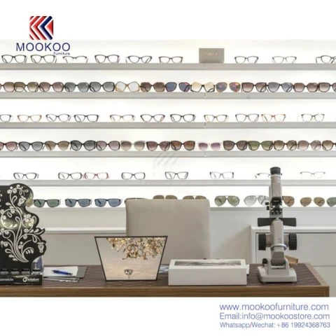Mdf Dilapisi Cat Putih Sunglasses Tampilan Kabinet Dinding Desain Kios