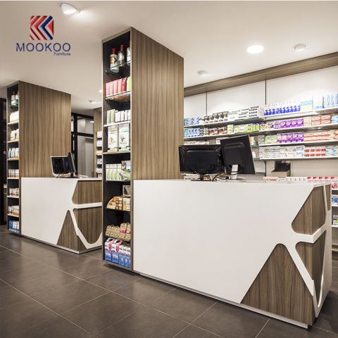 Showcase Farmasi Kayu yang Disesuaikan